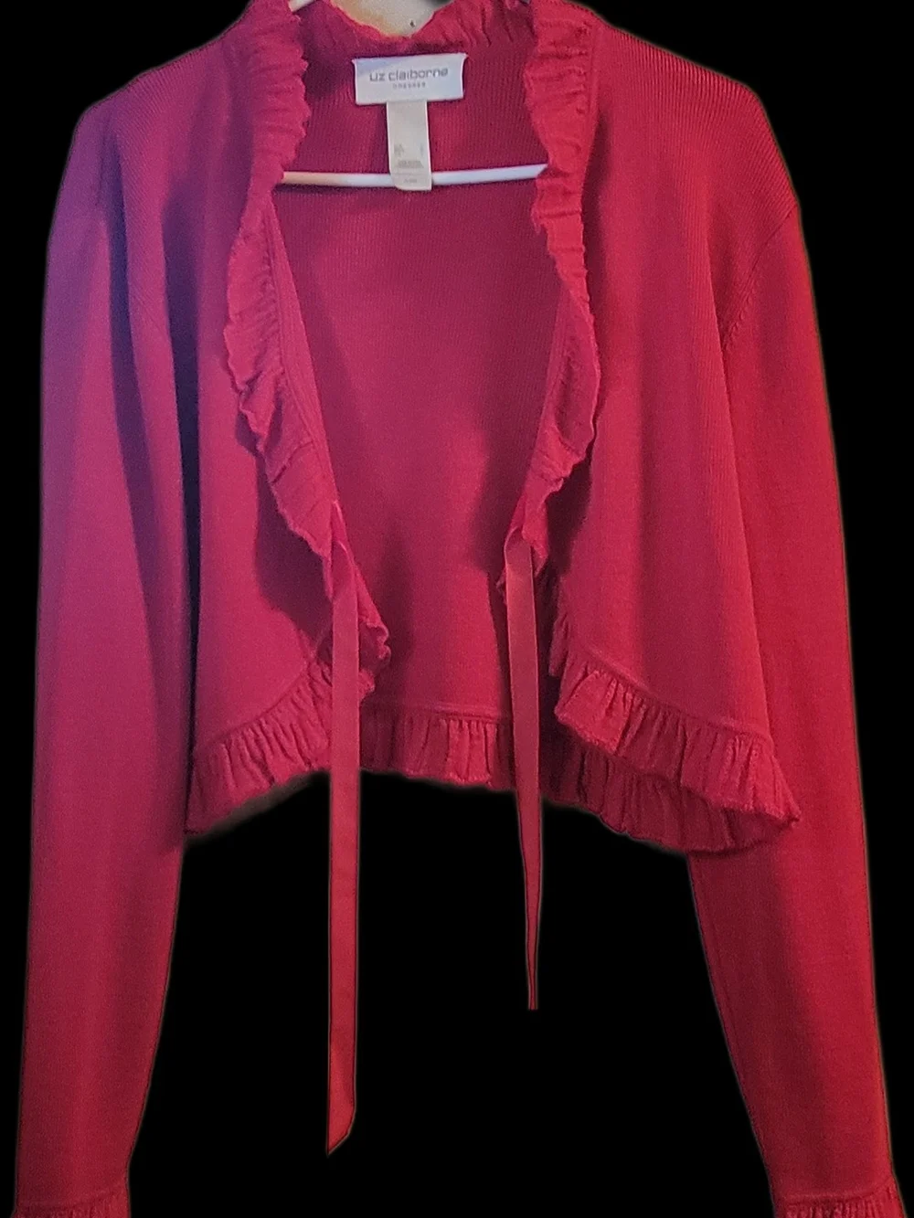 Liz Claiborne Red Sweater Maxi Dress Sz Large Matching Bolero Jacket Christmas